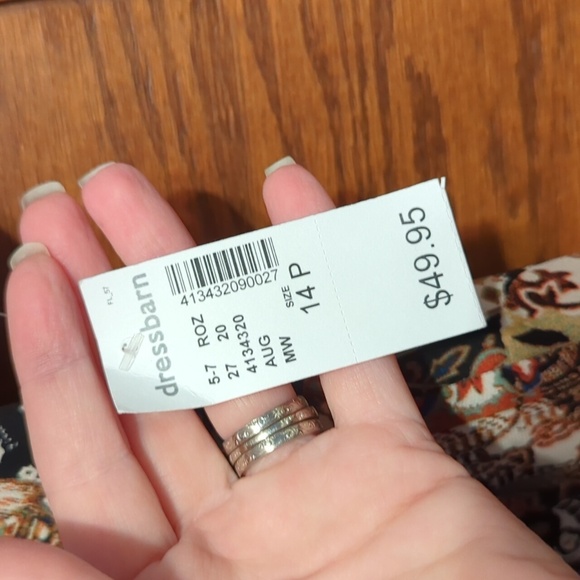 NWT Roz & Ali 3/4 Sleeve Fit & Flare Patchwork Dress - Picture 3 of 10